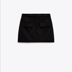 Zara Black Mini Skirt with Pocket Flaps: Size L